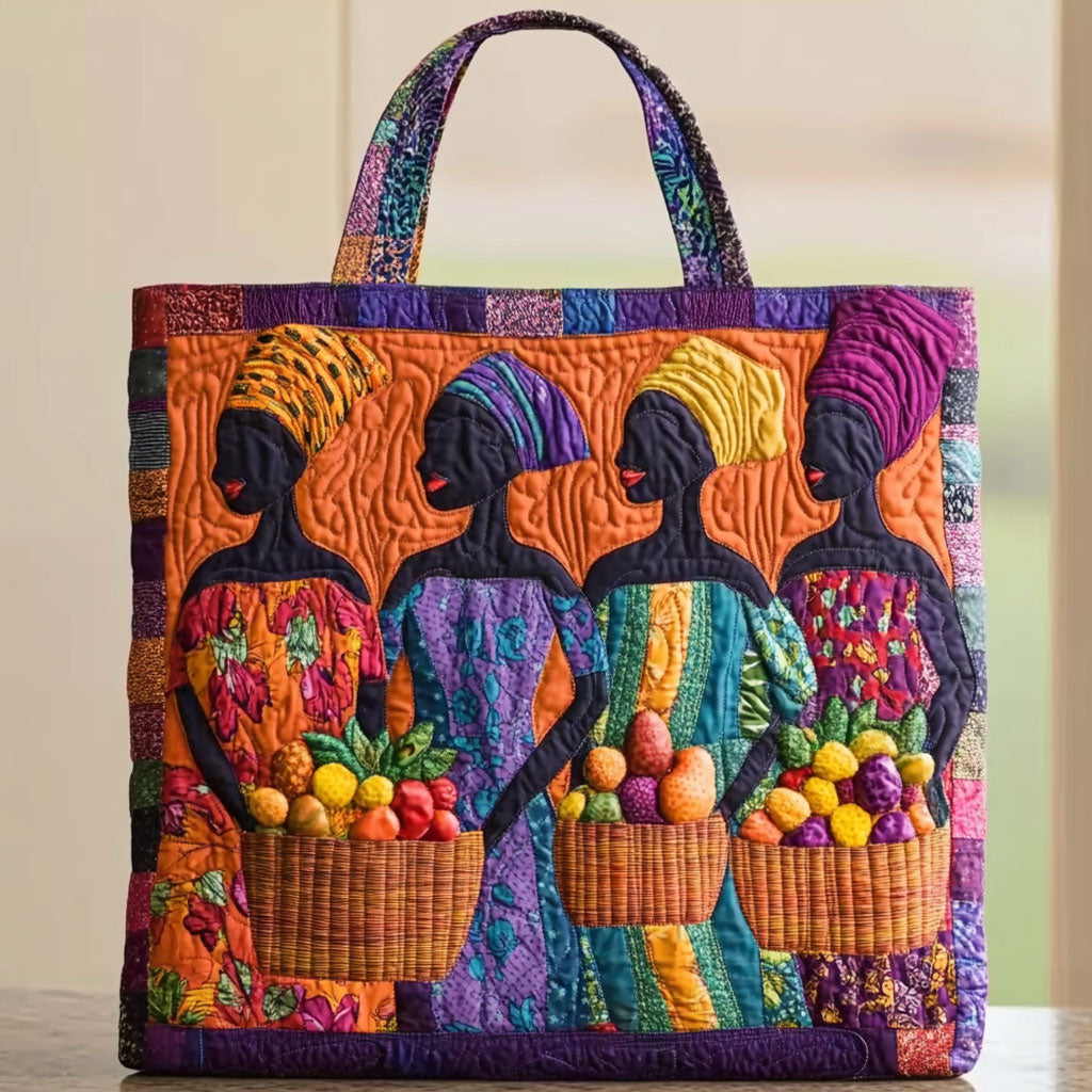 Quiltet tote bag med afrikanske kvinder Tapestry WN0701027CL Quiltet mulepose