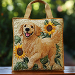 Quiltet mulepose med golden retriever
