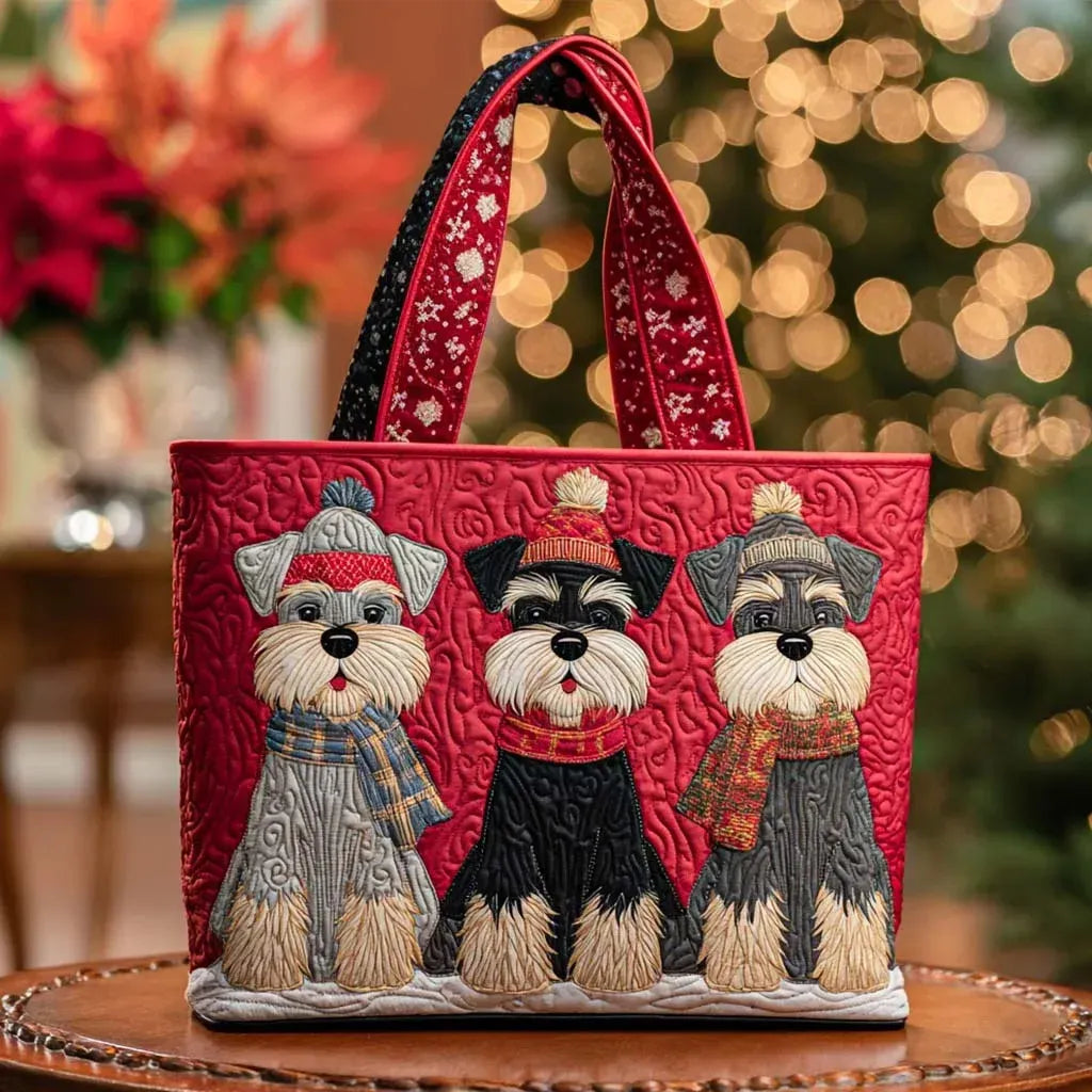 Quiltet mulepose med schnauzer Trio