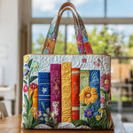 Quiltet mulepose med blomsterbibliotek