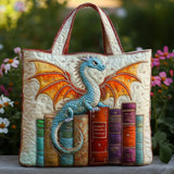 Quiltet mulepose med smaragd Dragon Book Guardian