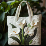 Quiltet mulepose med hvide Calla liljer