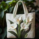 Quiltet mulepose med hvide Calla liljer
