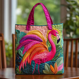 Quiltet mulepose med regnbueflamingo