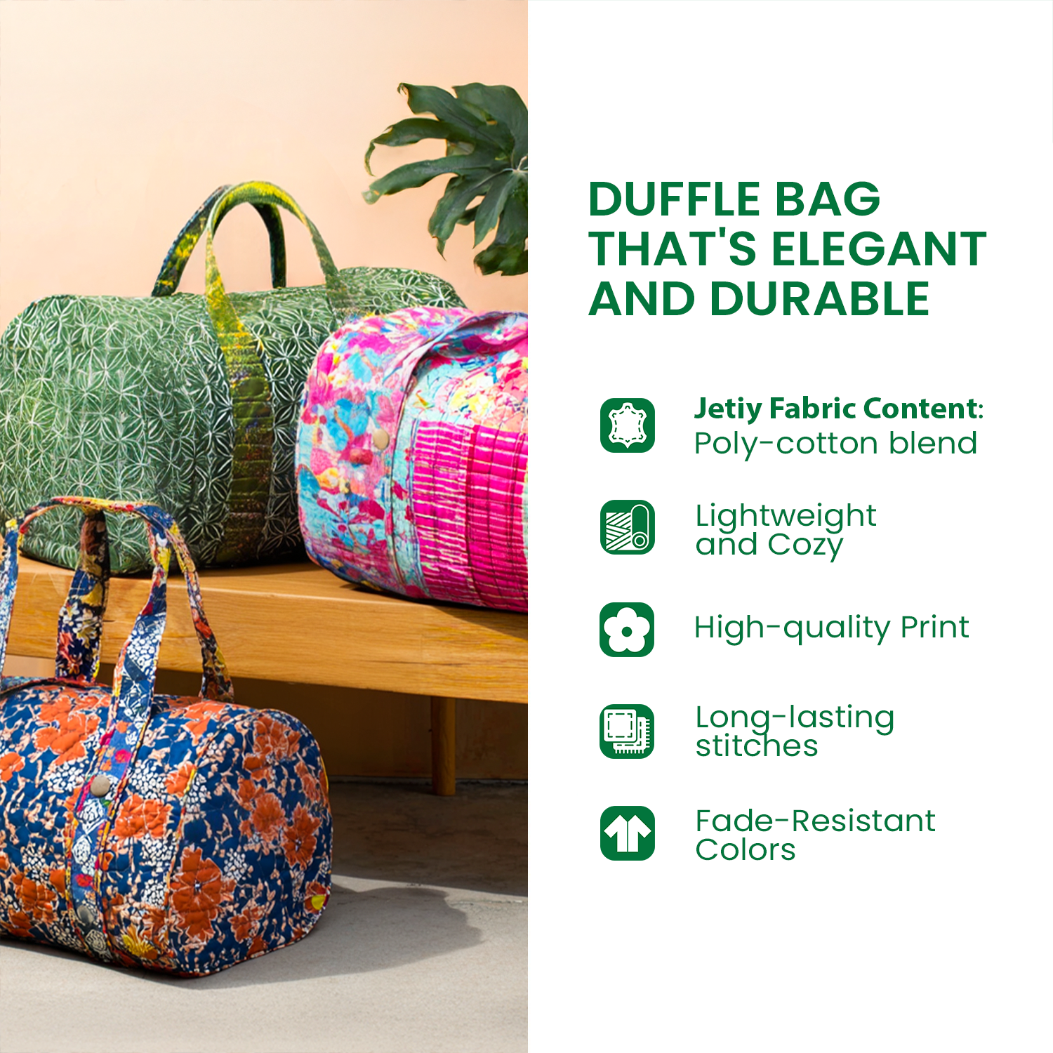 Quiltet duffeltaske