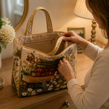 Vattert toteveske med blomstermønster