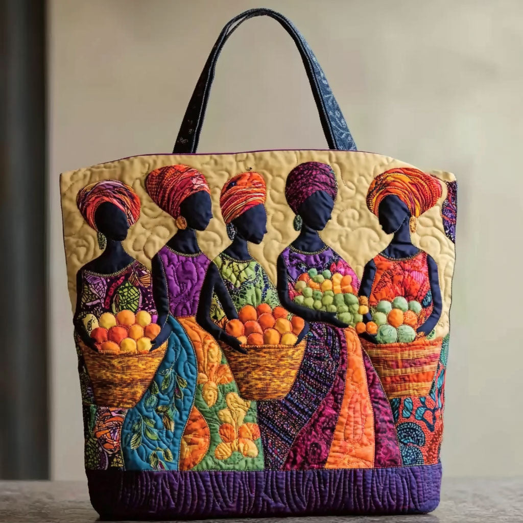 Quiltet mulepose med afrikanske kvinder Tekstil WN0701028CL Quiltet mulepose