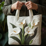 Quiltet mulepose med hvide Calla liljer