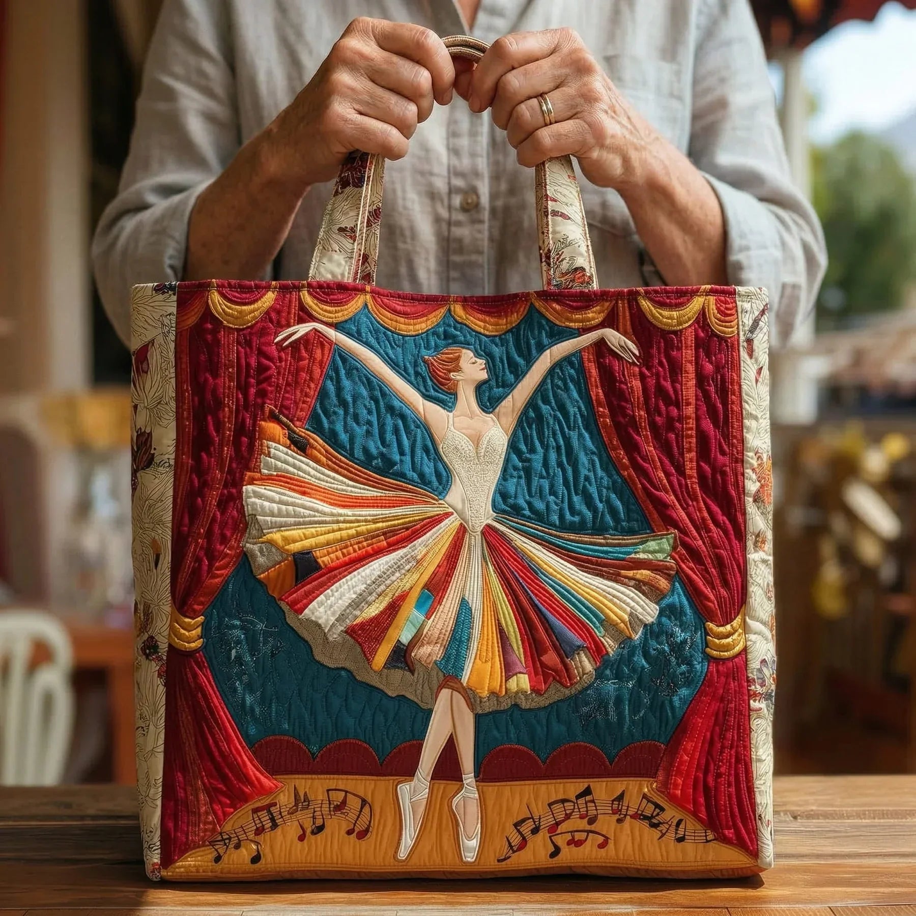 Quiltet mulepose med elegant ballerina