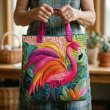 Quiltet mulepose med regnbueflamingo