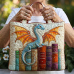 Quiltet mulepose med smaragd Dragon Book Guardian
